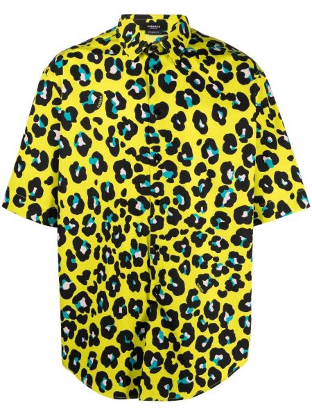 Hemd mit print mit leopardenmuster Versace gelb