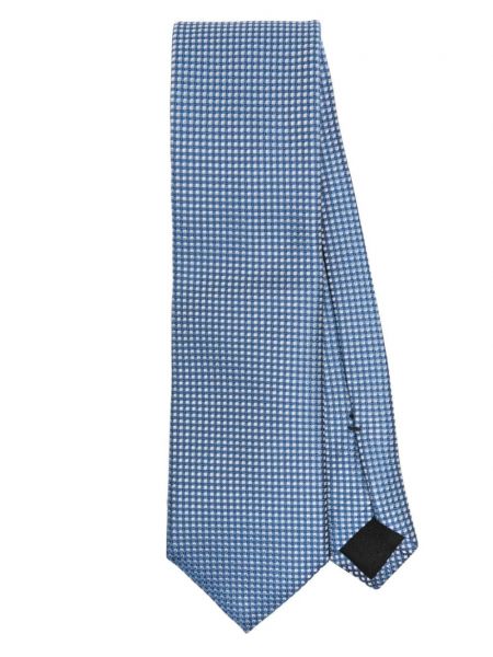 Cravate en soie à carreaux Boss bleu