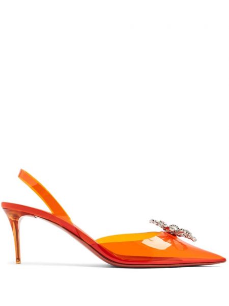 Полуотворени обувки с отворена пета Amina Muaddi оранжево
