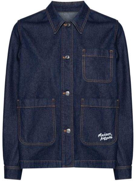 Jachetă lungă cu broderie Maison Kitsune albastru