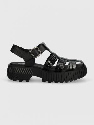 Kožne sandale s platformom Sorel crna