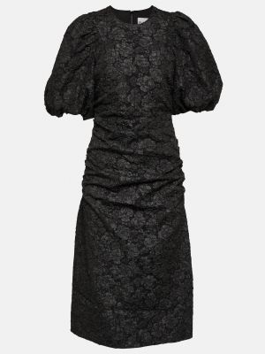 Жаккардовый платье миди Ganni черный