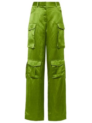 Saténové cargo kalhoty s vysokým pasem Tom Ford zelené