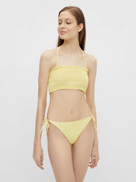 Bikini cu model floral Pieces galben