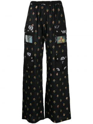 Pantaloni cu model floral cu imagine Chopova Lowena negru