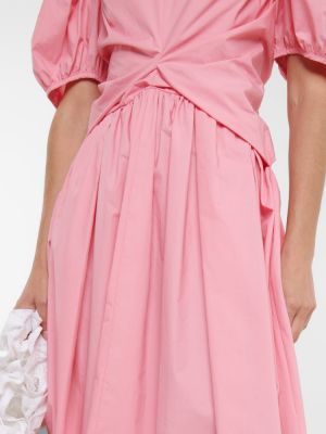 Памучна миди рокля Cecilie Bahnsen розово