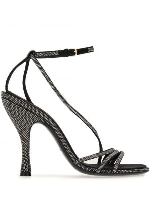 Krištáľové kožené sandále Ferragamo čierna