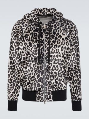 Velours hoodie mit print mit leopardenmuster Tom Ford schwarz