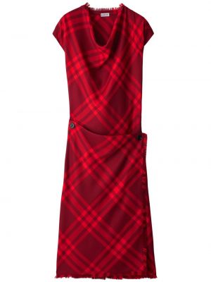 Kostkované vlněné šaty Burberry červené