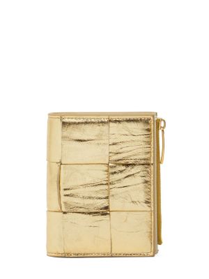 Cipzáras bőr pénztárca Bottega Veneta aranyszínű