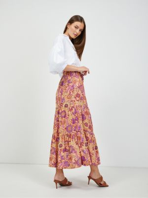 Kvetinová dlhá sukňa Orsay oranžová