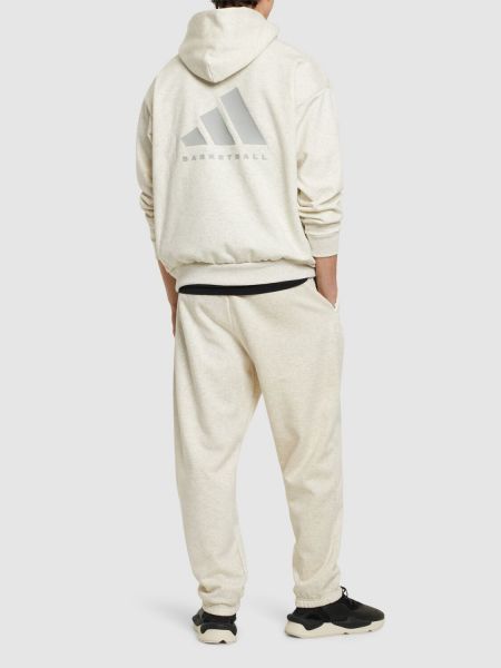 Fleece φούτερ με κουκούλα Adidas Originals μπεζ