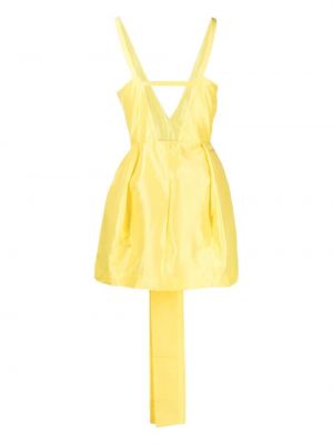 Sukienka mini z dekoltem w serek z falbankami Oroton żółta