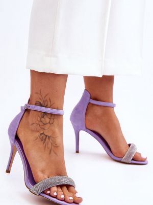 Sandale din piele de căprioară cu toc înalt Kesi violet