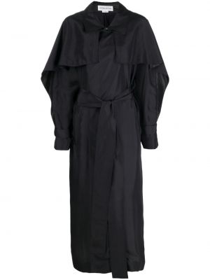 Svilen trenč plašč z draperijo Victoria Beckham črna