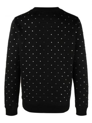Sweatshirt mit rundhalsausschnitt mit kristallen Moschino schwarz