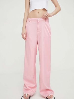 Hlače visoki struk Moschino Jeans ružičasta