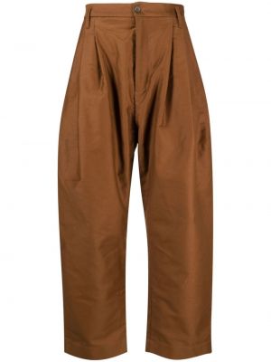 Bavlněné kalhoty relaxed fit Hed Mayner hnědé