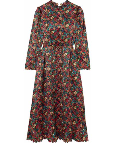 Sukienka midi z jedwabiu z printem Horror Vacui