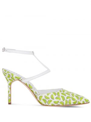 Trykt pumps Manolo Blahnik hvit