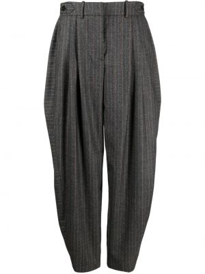 Plisované pruhované kalhoty relaxed fit Stella Mccartney šedé