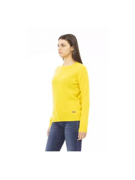 Jersey de lana de tela jersey de cuello redondo Baldinini amarillo
