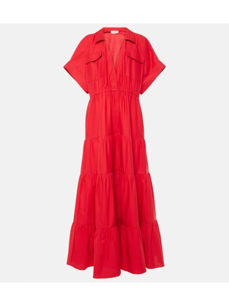 Vestido largo de algodón Adriana Degreas rojo
