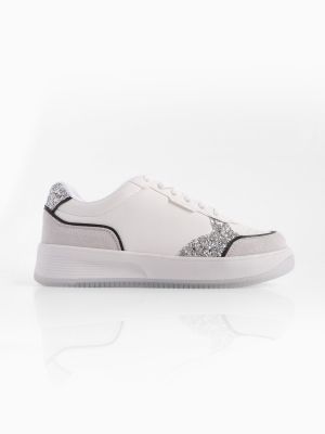 Csipkés fűzős flitteres sneakers Marjin ezüstszínű
