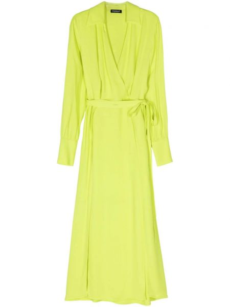 Τυλιχτό φόρεμα με λαιμόκοψη v Dondup κίτρινο