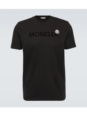 Koszulka bawełniana z dżerseju Moncler czarna