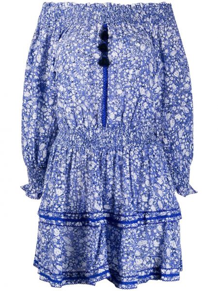 Платье мини с открытыми плечами Poupette St Barth, синее