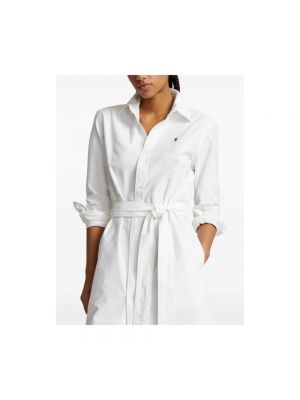 Vestido con bordado de algodón Ralph Lauren blanco