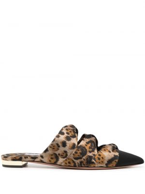 Papuci tip mules cu imagine cu model leopard Aquazzura