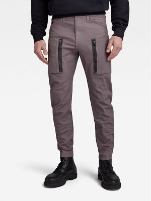 Priliehavé hviezdne nohavice na zips G-star Raw sivá