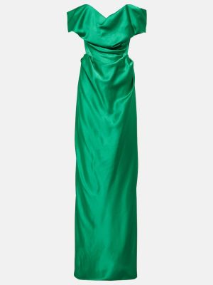 Satynowa sukienka długa Vivienne Westwood zielona
