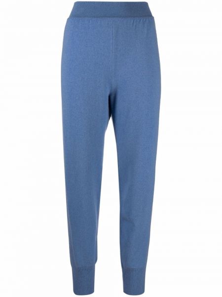 Pantalones de chándal de cintura alta de punto Alberta Ferretti azul
