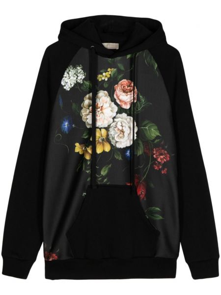 Dugi sweatshirt s cvjetnim printom s printom Elie Saab crna