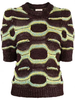 Haut en tricot à imprimé à motifs abstraits Ulla Johnson marron