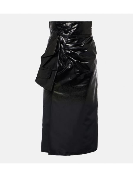 Midi suknja visoki struk s draperijom Maison Margiela crna