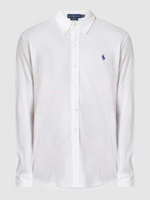 Biała koszula na guziki bawełniana puchowa Ralph Lauren