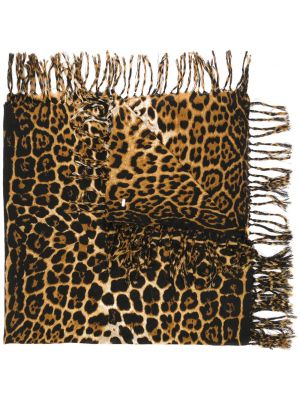 Bufanda con estampado leopardo Saint Laurent marrón