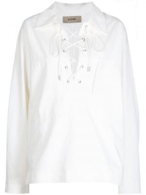Μπλούζα με κορδόνια με δαντέλα System λευκό