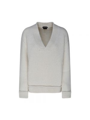 Maglione di lana in lana d'alpaca Tom Ford bianco