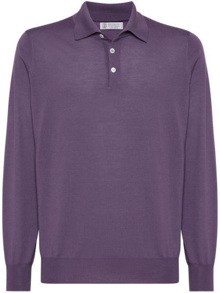 Medvilninė polo marškinėliai Brunello Cucinelli violetinė
