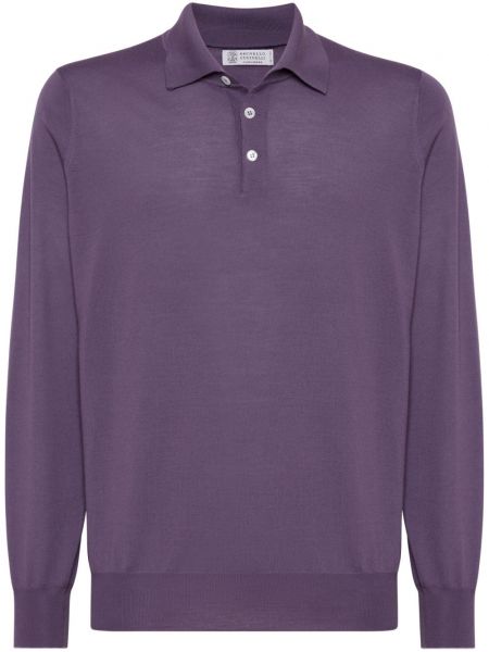 Tricou polo din bumbac Brunello Cucinelli violet