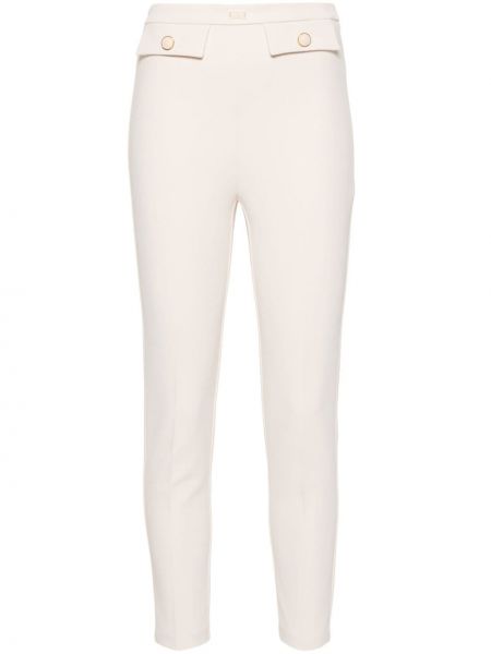 Krepové slim fit rovné kalhoty Elisabetta Franchi bílé