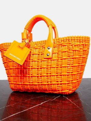 Pletená shopper kabelka Balenciaga oranžová