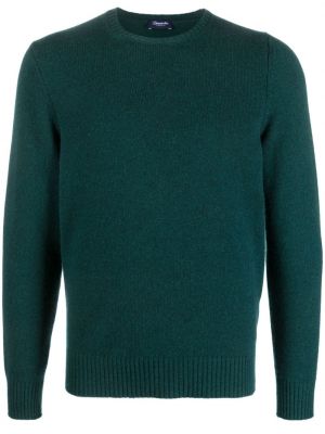 Kašmírový svetr s kulatým výstřihem Drumohr zelený