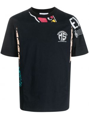 T-shirt aus baumwoll mit print Marine Serre schwarz