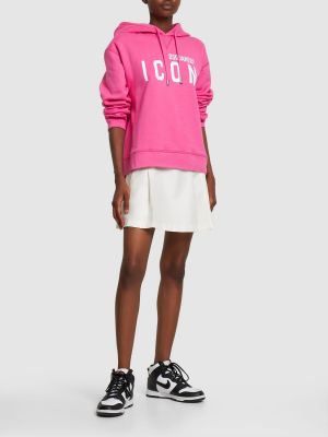 Pamučna hoodie s kapuljačom s printom od jersey Dsquared2 ružičasta